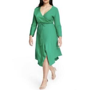 Cushnie Target Wrap Dress Long Sleeves Size 14 Kelly Green Wedding Guest Party